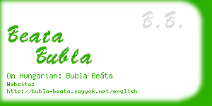 beata bubla business card